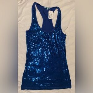 Royal Blue Sequin Tank Top - Women's Sparkle Shell
